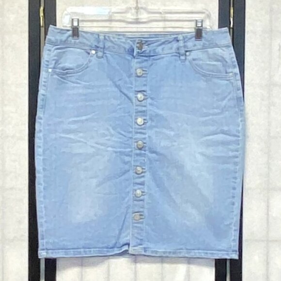 d. jeans Dresses & Skirts - D. Jeans High Waist Button Front Stretch Denim Jeans Pencil Skirt Light Wash 12